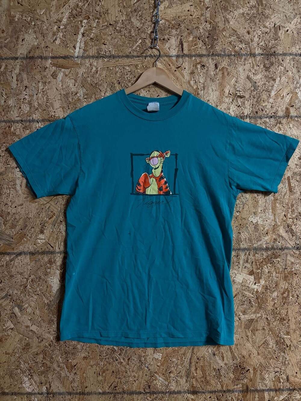 Vintage Disney Pooh Tigger Graphic T-Shirt Teal Size Large